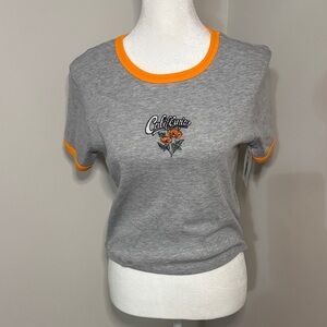 Gray and Orange Women's Califonia Crop Top